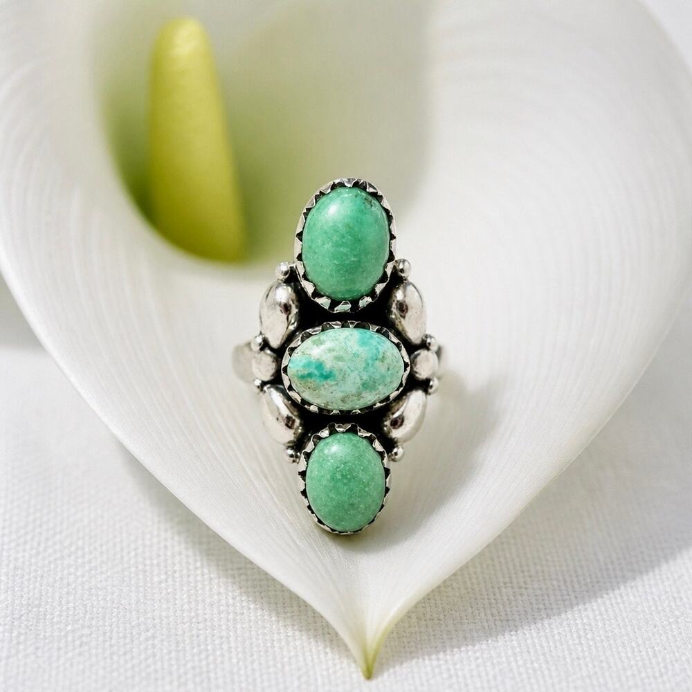 Paloma Turquoise Southwestern Ring Size 7 Sterling Silver Boho